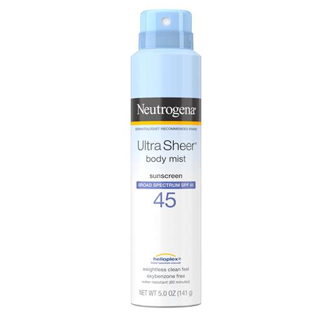 Neutrogena Ultra Sheer Body Mist Sunscreen Spray, Oil-Free Sunblock ...