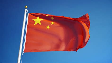 Chinese Flag Waving Over A Blue Cloudy Sky Stock Footage Video 4359719 ...