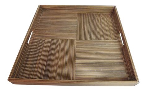 Large Square Bamboo Serving Tray | Chairish