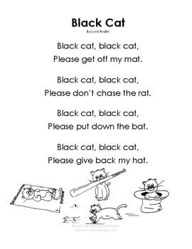 Black Cat - Rhyming Poem and Activities by Words On a Limb | TPT