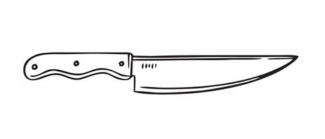 A large hand-drawn knife. Doodle kitchen accessories. Vector ...