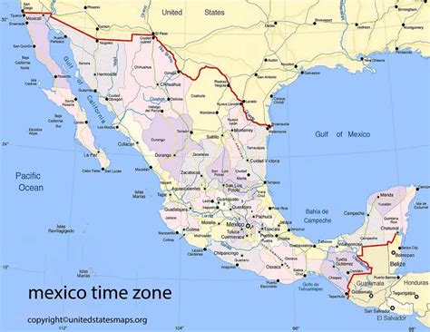 Mexico Time Zone Map | Printable Map of Mexico Time Zones