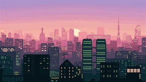 √ Pixel Cityscape Wallpaper