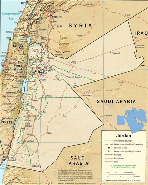 Jordan Map, Amman - Asia