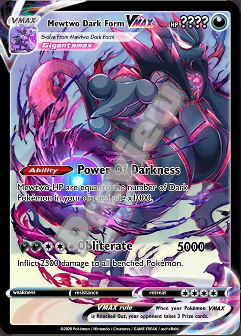 Mewtwo Dark Form VMAX Pokemon Card - Etsy UK