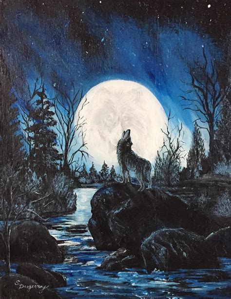 Wolf Moon Painting by Sharon Duguay