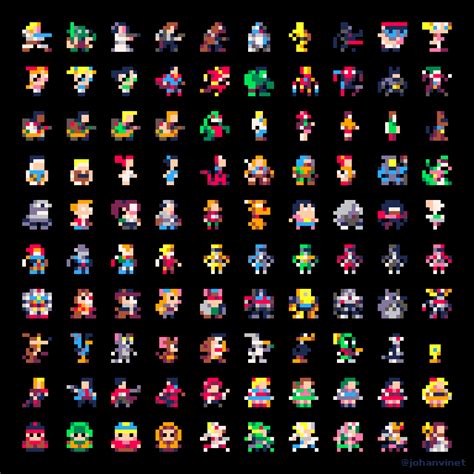 100 famous characters in 8x8 pixels w/ pico8 palette (NEW SET 2020 ...