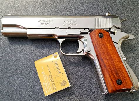 REPLICA M1911 US COLT HAND GUN PISTOL DENIX – NICKEL STRIP DOWN TYPE ...