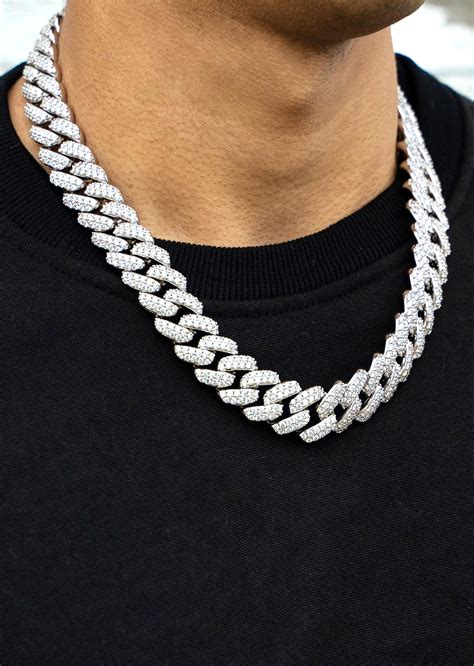 White Gold Plated Mens Iced Out Miami Cuban Link Chain – FrostNYC