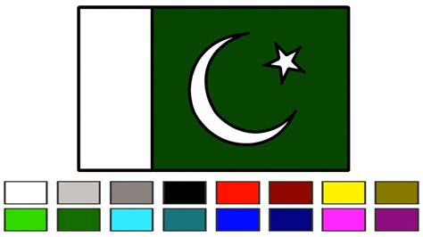 Pakistan Flag How to Draw and Coloring Step by Step For Kids Easily ...