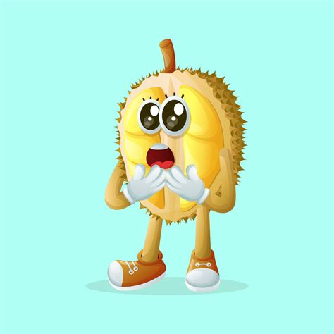 Cute durian character with a surprised face and open mouth 26530295 ...