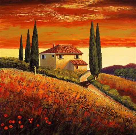 sunset over Tuscany 2 Painting by Santo De Vita