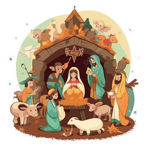 Free Nativity Scene Vector, Sticker Clipart Christmas Nativity Scene ...