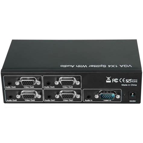 VGA Video Splitter 1x4 with Audio - Audio Video Switch and Splitter ...