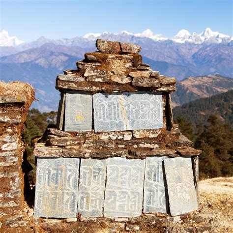 Buddhist Prayer Mani Wall, Buddhism in Nepal Stock Image - Image of ...