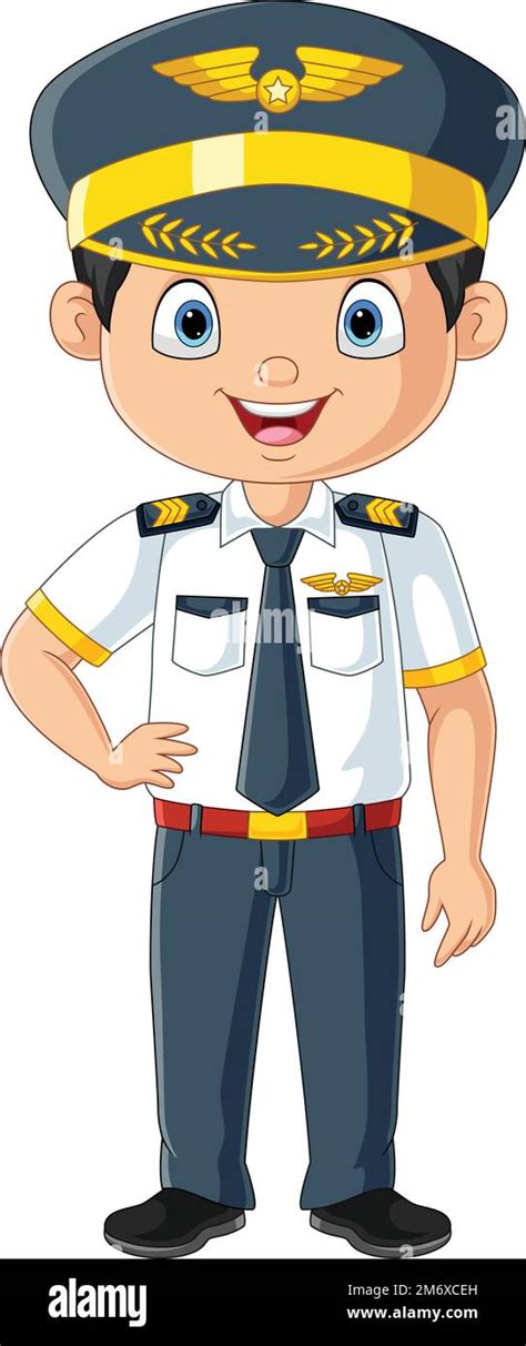 Cartoon happy young pilot standing Stock Vector Image & Art - Alamy