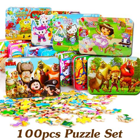 100PCS Set Kids Jigsaw Puzzle Wooden Puzzles For Children Wooden Toys ...