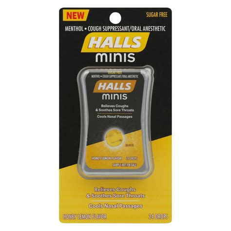 Halls Minis Cough Drops - Sugar Free Honey Lemon - Shop Cough, cold ...