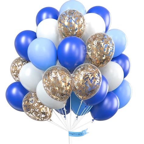 Buy PartyWoo Blue and White Balloons, 70 pcs 12 inch Royal Blue ...