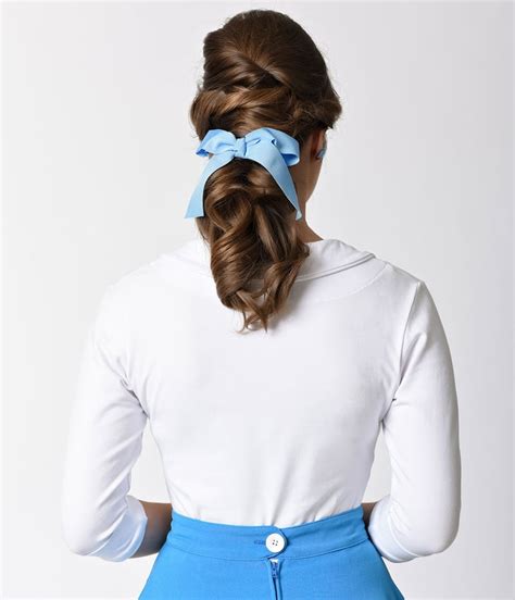 Light Blue Ribbon Bow Hair Clip ($14) | Vintage-Inspired Beauty and the ...