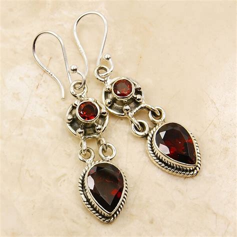 Garnet Earrings - Etsy