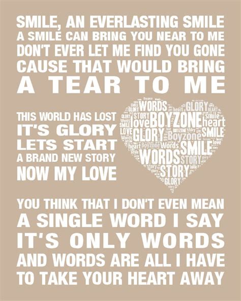 BOYZONE WORDS Music Love Song Lyrics Wall Art Print Home Decor | Etsy