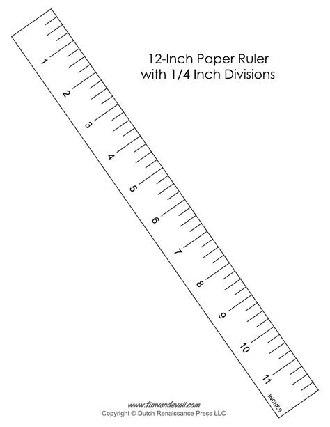 12-inch Paper Ruler Template With 1/4 Inch Divisions Download Printable ...