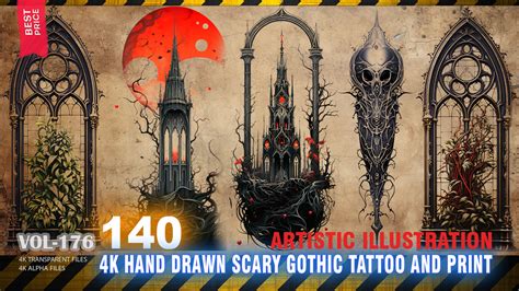 ArtStation - 140 4K HAND DRAWN SCARY GOTHIC TATTOO AND PRINT ...