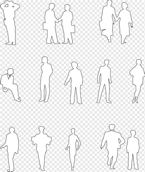 People outline silhouettes, png | PNGWing