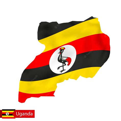 Premium Vector | Uganda map with waving flag of country