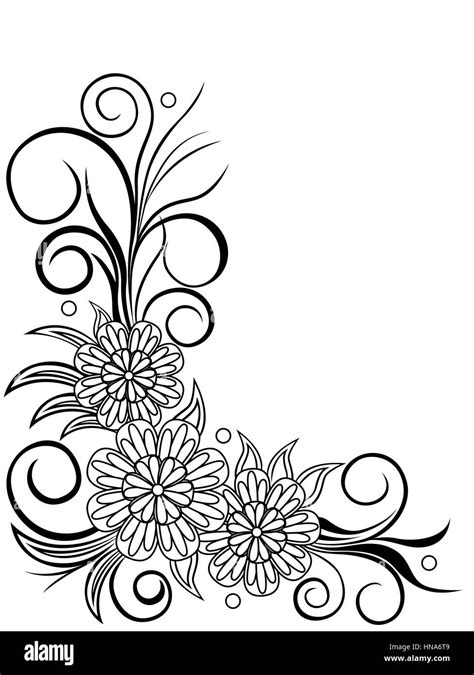 Black And White Flower Corner Design