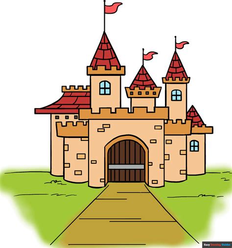 How to Draw a Cartoon Castle in a Few Easy Steps | Easy Drawing Guides