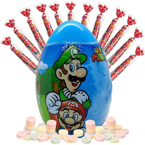 Super Mario Giant Easter Egg Filled With Smarties Hard Candies, Ounces ...