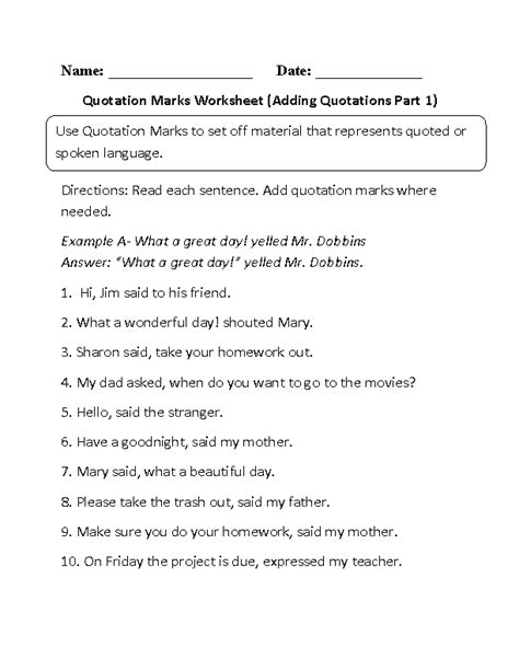 Englishlinx.com | Quotation Marks Worksheets