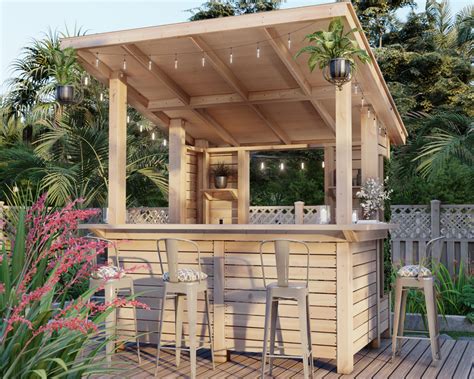 DIY outdoor bar plan with roof, walls, and seating for 5 - DIY projects ...