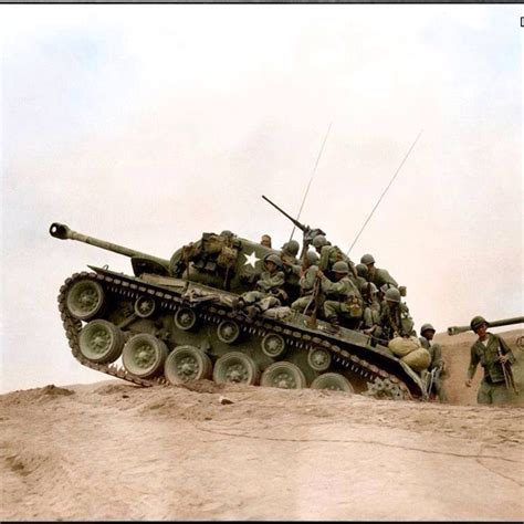 M26 Pershing tank of the 72nd Tank Battalion, along the banks of the ...