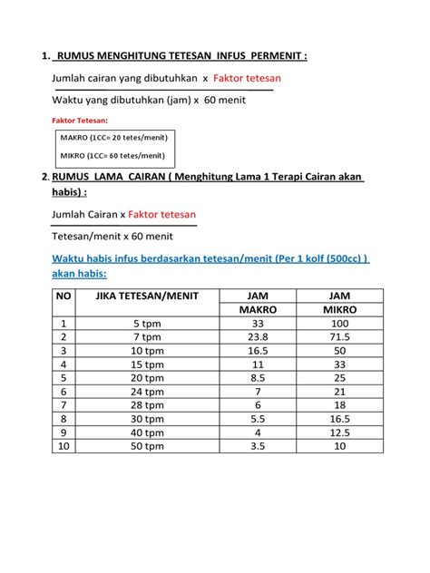 Rumus Menghitung Tetesan Infus Permenit | PDF