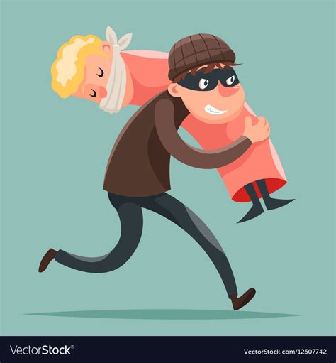 Kidnapper running away hostage character icon Vector Image