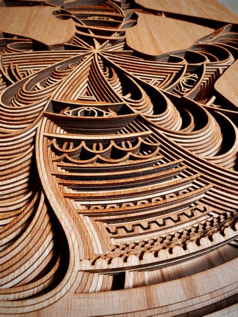 Intricate Laser Cut Wood Relief Sculptures by Gabriel Schama