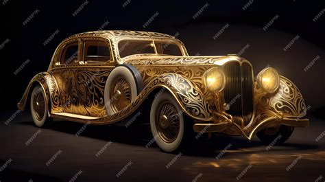 Premium Photo | A gold car with a gold plated design is shown