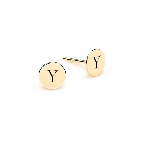 Letter Y Stud Earrings in 14k Gold