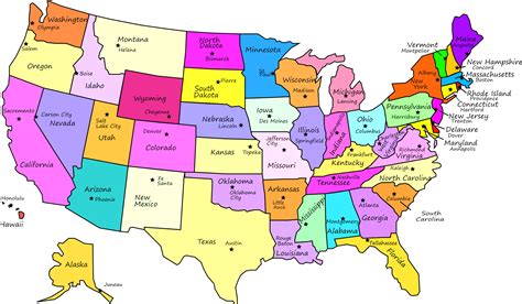 Free Printable Map Of The United States With Capitals This Map Shows 50 ...