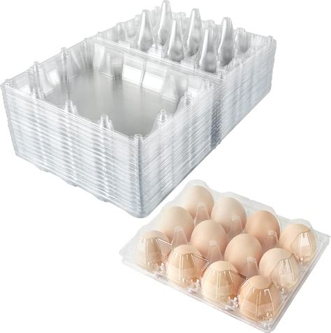 Plastic Egg Cartons Bulk, 48 Packs Empty Clear Plastic Egg Carton Holds ...