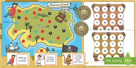 A4 Pirate Treasure Hunt Board Game (Teacher-Made) - Twinkl