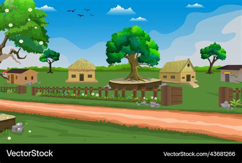 Village cartoon background Royalty Free Vector Image