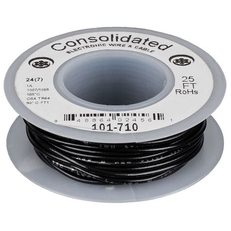 Consolidated Stranded 24 AWG Hook-Up Wire 25 ft. Black UL Rated