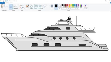 How to draw Yatch Boat in Ms Paint | Drawing Boat step by step on ...