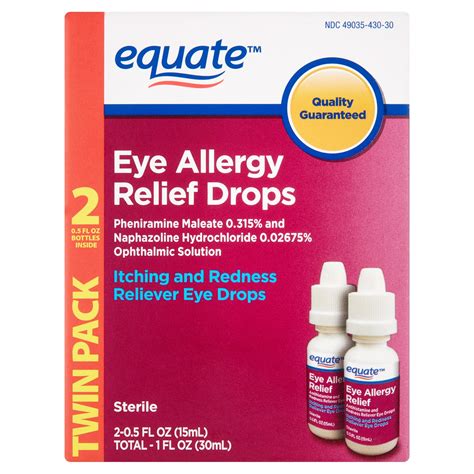 Equate Eye Allergy Relief Drops, 0.5 Oz, 2 Pk - Walmart.com