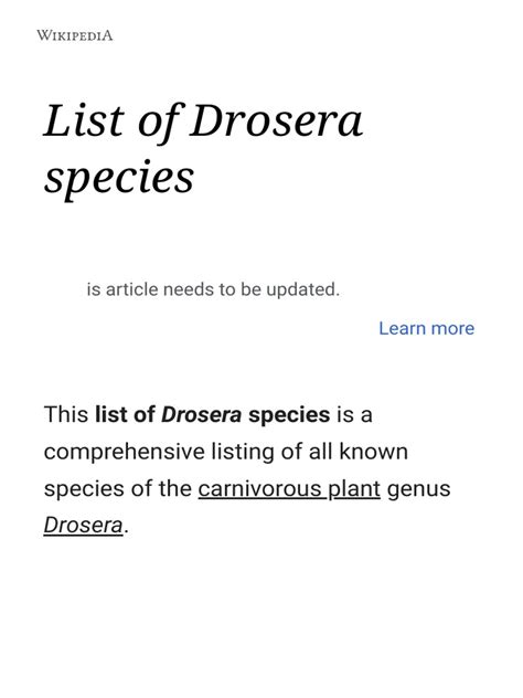 A Comprehensive Listing of Known Drosera Species | PDF | Plants | Flora