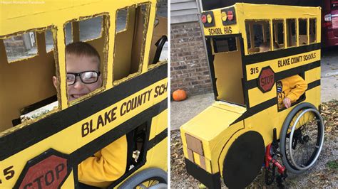 5-year-old with spina bifida gets custom school bus driver Halloween ...